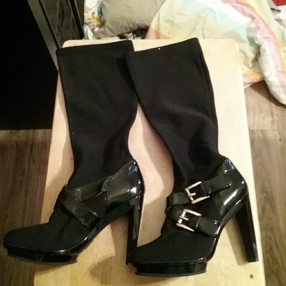 Michael Kors MK mid calf boot black sz 6 preowned - Picture 1 of 4